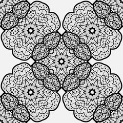 outlined seamless pattern. Indian ornament,  flora pattern, mandala. range, circle, round, disk. abstract seamless pattern