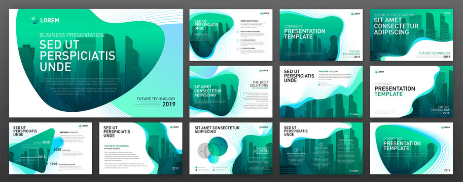 Powerpoint presentation layout set for business and construction. Use for keynote presentation background, brochure design, website slider, landing page, annual report, company profile.