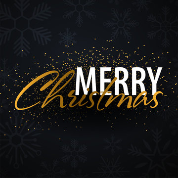 Merry Christmas typographical on dark background with snowflakes. Xmas card. Vector Illustration.