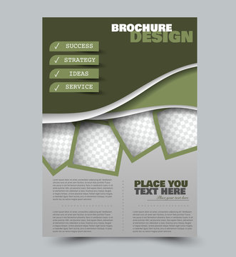 Green flyer vector design template set. Business brochure. Annual report or magazine cover.