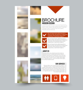 Red flyer vector design template set. Business brochure. Annual report or magazine cover.