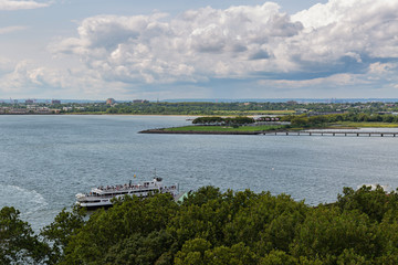 New York City / USA - AUG 22 2018: Liberty State Park view from the Statue of Liberty