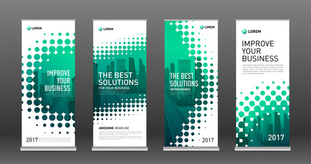 Construction roll up banners design templates set
