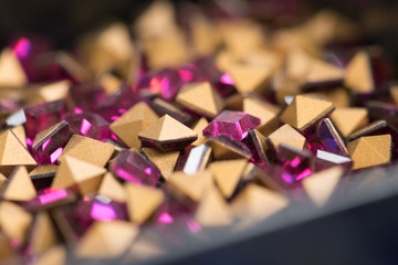 Closeup of purple and pink strass