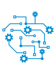 Obraz premium schaltkreis mechanisch mikrochip daten elektrisch digital arbeiter elektriker ingenieur zahnrad mechaniker rad rund design logo