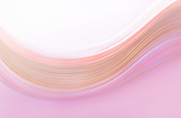 Wavy geometric background, colorful stripes of paper, pink