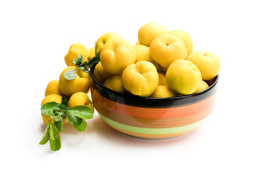 Fresh quince fruits isolated on white