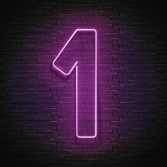 Vintage Glow Signboard with Number One, Design Element