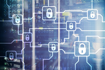 Blochain information encryption. Cyber security, crypto currency.