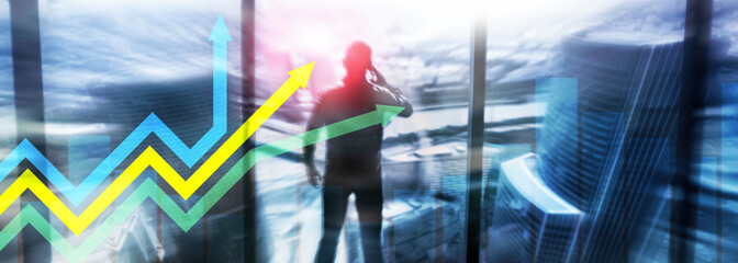 Financial growth arrows graph. Investment and trading concept.
