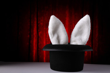Rabbit ears coming out of magician's hat