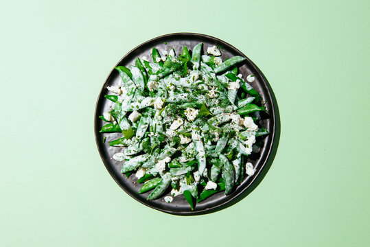 Sugar Snap Pea Salad with Ranch, Herbs, and Goat Cheese