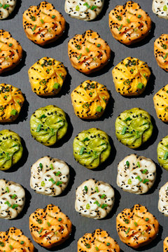 Bao dumplings on gray background