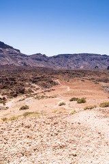 long hiking path from Montana Blanca to pico del Teide, Tenerife Island
