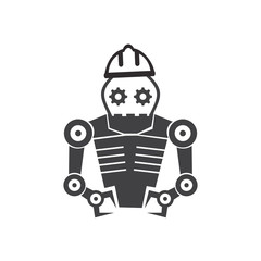 Robot logo design vector template 