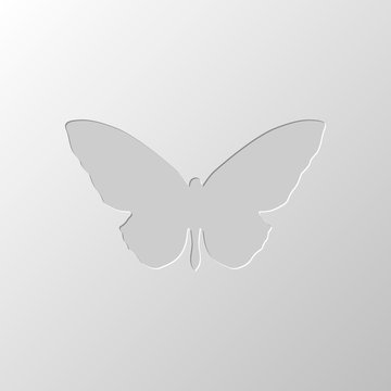 butterfly icon. Paper design. Cutted symbol. Pitted style