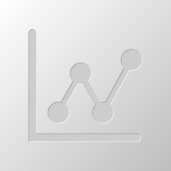 Growing graph line icon. Paper design. Cutted symbol. Pitted sty