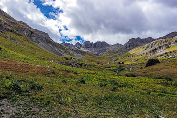 Fototapeta na wymiar American Basin, Headed up Handies Peak, Colorado Rocky Mountains