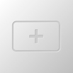 First aid box. simple icon. Paper design. Cutted symbol. Pitted