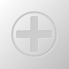Fototapeta premium Medical cross icon. Paper design. Cutted symbol. Pitted style