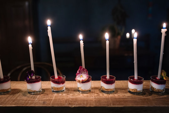 Little cheesecakes in row
