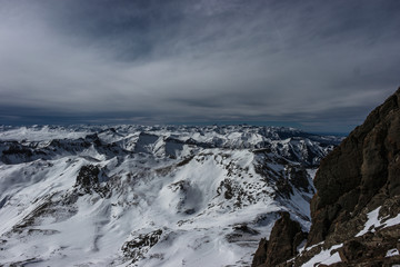 Fototapeta na wymiar Hiking up Wetterhorn Peak in Winter, Colorado Rocky Mountains