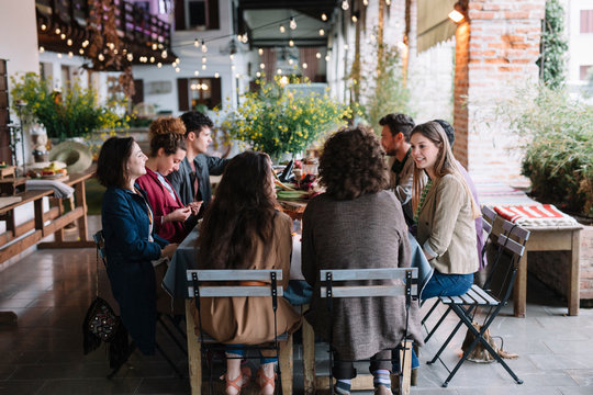 People sitting and dining together