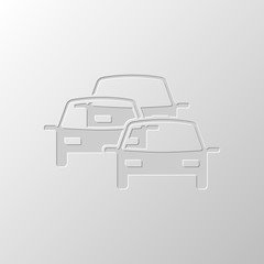 traffic jam icon. Paper design. Cutted symbol. Pitted style