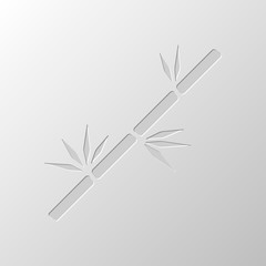 bamboo branch icon. Paper design. Cutted symbol. Pitted style