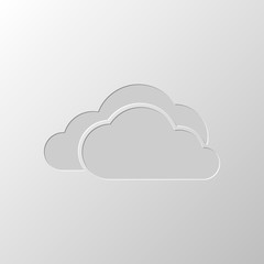 cloudy weather icon. Paper design. Cutted symbol. Pitted style
