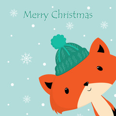 winter card with fox