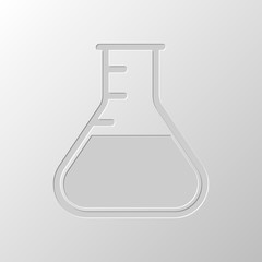 Medical test tube. simple silhouette. Paper design. Cutted symbo