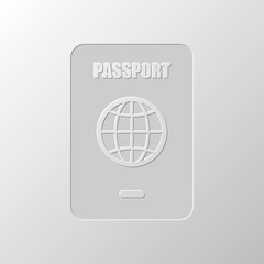 passport, simple icon. Paper design. Cutted symbol. Pitted style