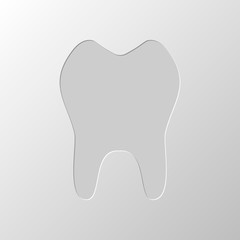 tooth. simple icon. Paper design. Cutted symbol. Pitted style