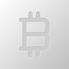 Fototapeta premium bitcoin symbol, simple icon. Paper design. Cutted symbol. Pitted
