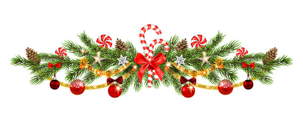 Christmas pine and ribbon