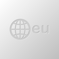 domain, European identity, globe and eu. Paper design. Cutted sy
