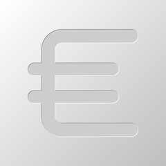 Obraz premium euro symbol, simple icon. Paper design. Cutted symbol. Pitted st