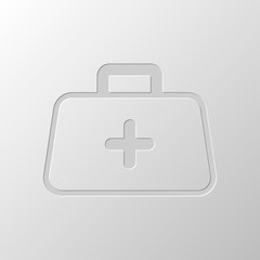 first-aid kit, outline symbol. Paper design. Cutted symbol. Pitt