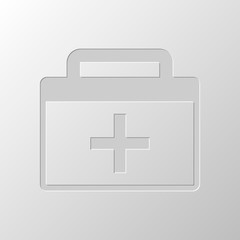 Obraz premium first-aid kit, simple icon. Paper design. Cutted symbol. Pitted