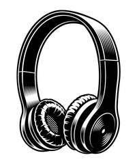 Black and white illustration of headphones.