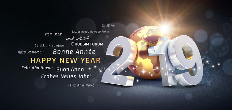 Happy New Year 2019 international Greeting card