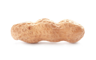 Raw peanuts in pod on white background