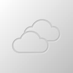 Mostly cloudy icon. Simple linear icon with thin outline. Paper