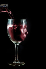 Alcoholic Wine Addiction Concept