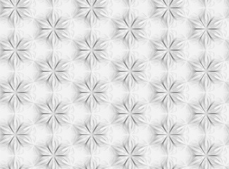 Seamless light texture of three-dimensional elegant flower petals based on hexagonal grid 3D illustration