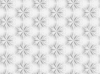 Seamless light texture of three-dimensional elegant flower petals based on hexagonal grid 3D illustration