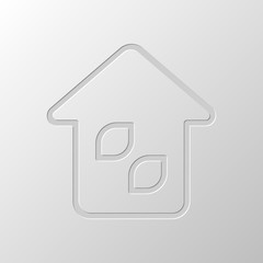 Simple house icon. Linear icon with thin outline. Paper design.
