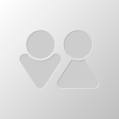 Set of male and female symbols. Simple icon. Paper design. Cutte