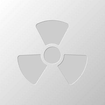 Radiation simple symbol. Radioactivity icon. Paper design. Cutte